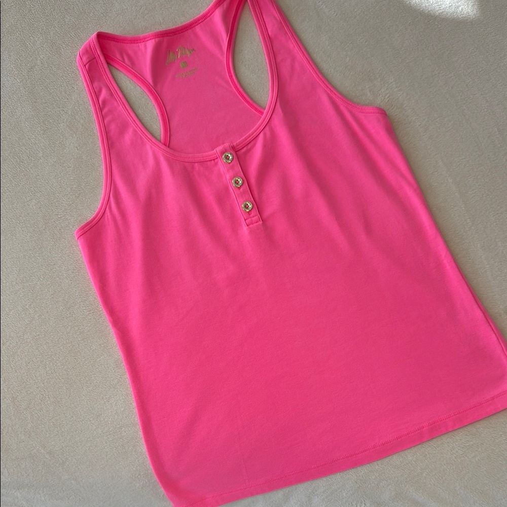 Pink Tank Top with Gold Buttons